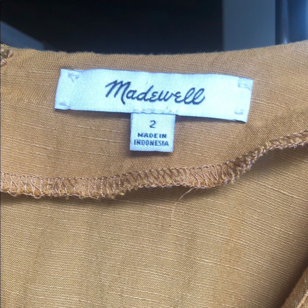 Madewell Mustard Yellow Short-Sleeve Tie-Waist Maxi Dress - Picture 2 of 12